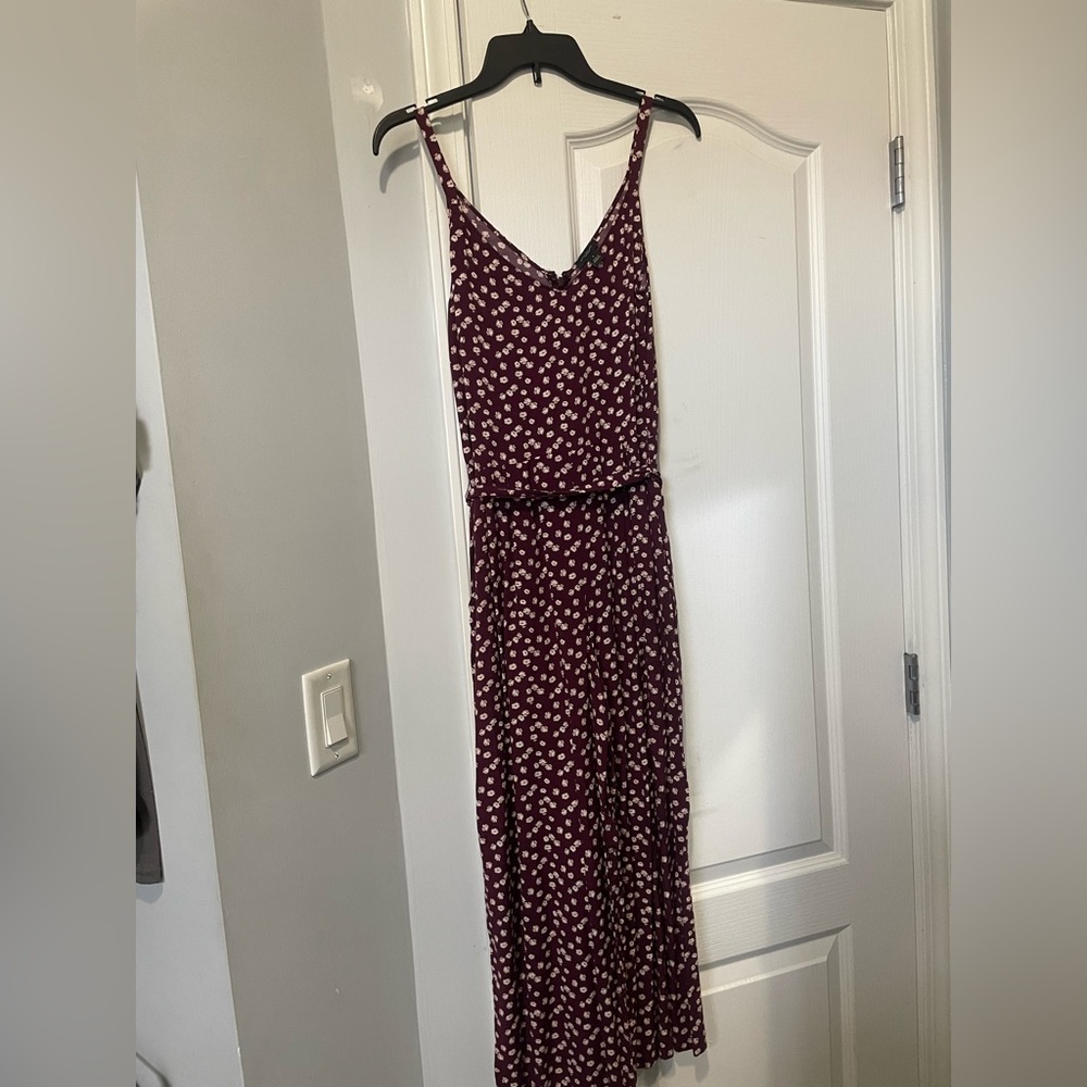 Ann Taylor Factory Burgundy Floral jumpsuit